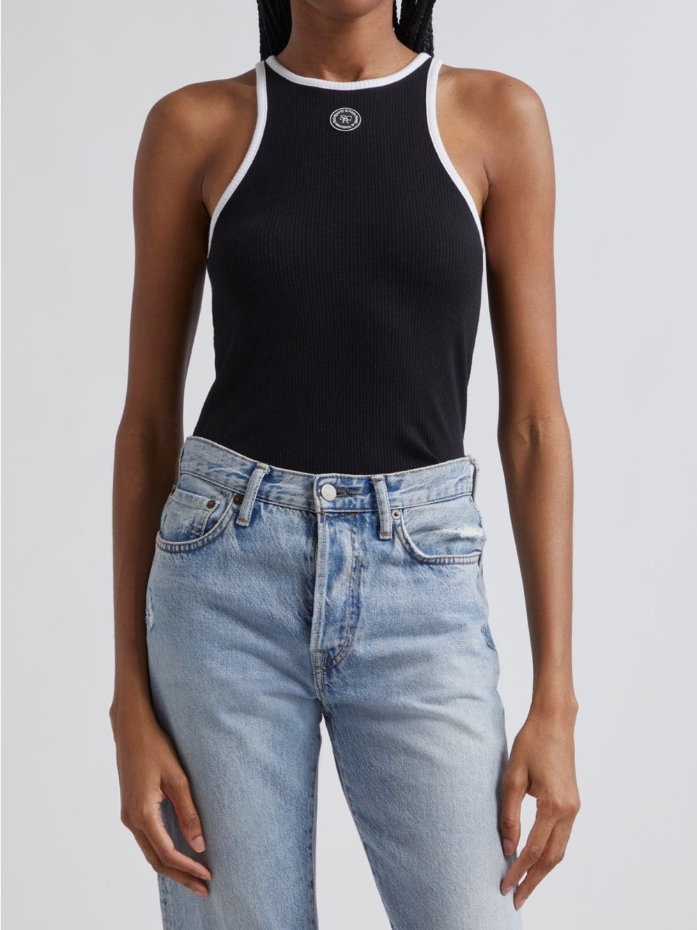Sporty & Rich Black tipped rib tank